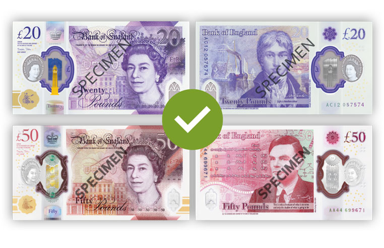 Four accepted polymer banknotes
